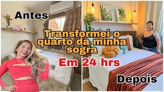 Transformei o quarto da minha sogra em 1 dia  ficou incrível fácil e rápido gastando pouco - vlog