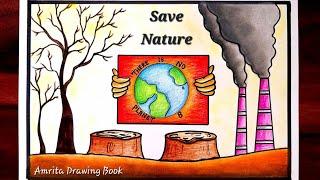 World Nature Conservation Day drawing  Nature Conservation Poster Drawing  Save Earth save Nature