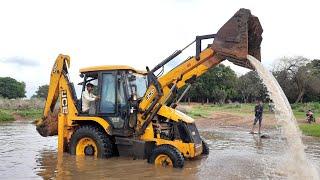 Jcb Washing in River Video Jcb Washing Pond With Fun Video Kirloshar Jcb Backhoe And Washing Video 