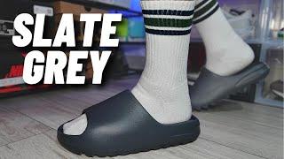 SAME OLD SONG Yeezy Slide Slate Grey On Feet Review