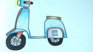 How To Draw Vespa Motorcycle Cute Easy