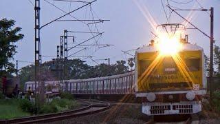 Electric Multiple Unit Train in a dusky environment with Star effect of light