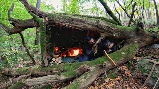 7 Days Solo Survival Camping In Rain Forest Building Warm Bushcraft Shelter Clay Fireplace Cooking