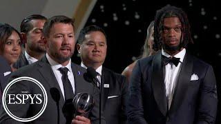 Damar Hamlin in tears presenting Bills training staff Pat Tillman Award  2023 ESPYS  @CapitalOne