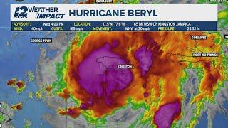 WEATHER IMPACT  Beryl remains a major Cat. 4 storm as it moves along edge of Jamaica