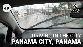 Car Driving In Rainy day - Panama City Panama  4K 60FPS POV Tour  Engine white noise