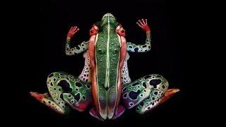 Body paint artist turns humans into frogs chameleons