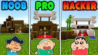 Minecraft Dog house build challenge   Shinchan vs masao vs kazama   Shinchan minecraft  funny