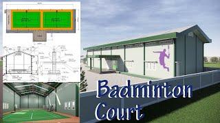 Gedung Lapangan Badminton Desain & Gambar kerja konstruksi