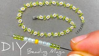 Easy Tutorial Beaded Flower Necklace  How to Make a Seed Bead Necklace