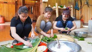 Two Younger Sisters Came To Visit and Packed CHƯNG Cake - Cozy Family Meal  Nhất My Bushcraft