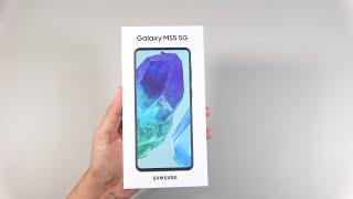 Samsung Galaxy M55 unboxing speakers camera antutu gaming test