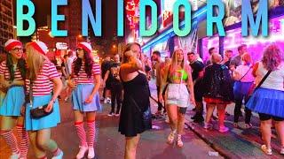 Benidorm Night Life - Dancing Girls -  Summer 2022 - Costa Blanca Spain - Walking 4K