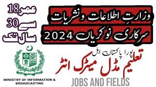 Pakistan Govt New Jobs 2024  Ministry Of Information And Broadcast New Jobs 2024 MOIB New Jobs