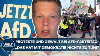 ESSEN Parteitag Linke jagen AfD-Politiker Gewalt gegen Polizei - so extremistisch ist der Mob