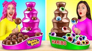 Chocolate Fountain Fondue Challenge  Chocolate Food for 24 Hours by MEGA GAME