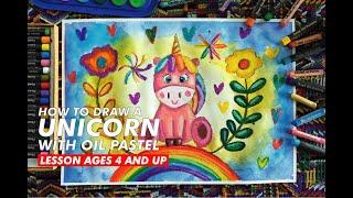 How To Draw A Unicorn With Oil Pastel lesson ages 4 and up Les Gambar