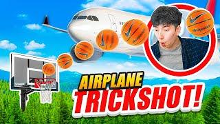 INSANE BASKETBALL TRICKSHOTS ON AN AIRPLANE?