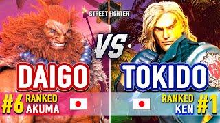 SF6  Daigo #6 Ranked Akuma vs Tokido #1 Ranked Ken  SF6 High Level Gameplay