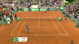 Dramatic exchange between Goffin and Vinciguerra - Davis Cup - Belgium-Sweden 2012 - RTBF