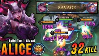 SAVAGE & MANIAC 32 Kills Alice MVP 17.0 Points - Build Top 1 Global Alice  MLBB