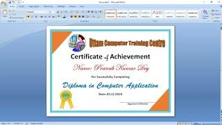 How To Make a Certificate Design in Microsoft Word  Certificate Design in MS Word