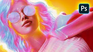 How to Create Neon GLOW Hair Effect in Photoshop