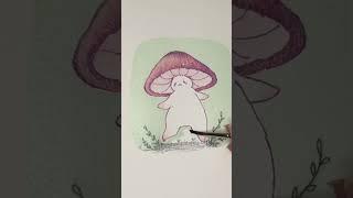 Drawing a sparkly mushroom with glitter gel pens and markers #art