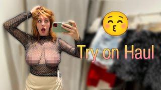 4K Transparent Clothes Try on Haul with Katy