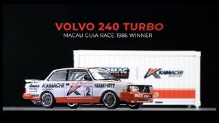 Tarmac Works x Kamachi Racing HOBBY64 Volvo 240 Turbo Macau Guia Race 1986 Winner