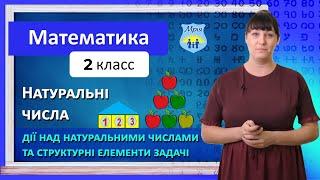 Натуральні числа дії над натуральними числами та структурні елементи задачі. Математика 2 клас