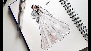 Sweet Couple In Wedding Dress Drawing  Easy Drawing