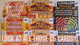 £40 of scratch cards. A mix of £5 scratch cards from the Lottery looking for a big win