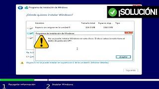 Borrar Formato GPT  No se puede instalar Windows en este disco. Tiene el estilo de partición GPT