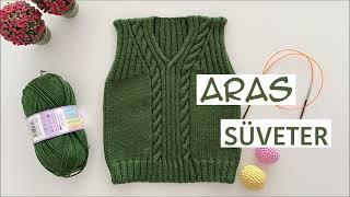 Aras Süveter 1-2 Yaş  Burgulu Kolay Bebek - Çocuk Süveteri  Baby Vest Knitting Pattern