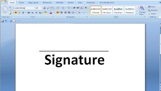 How to draw signature line in word