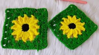 Crochet Sunflower Granny Square Tutorial