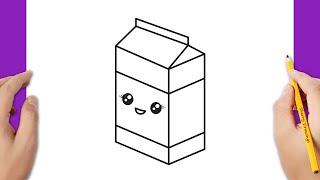How to draw a milk box kawaii