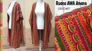 Ruana AWA Amano estampada tejida a crochet  Tejiendo Perú