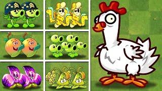 PVZ 2 Challenge - 10 Plants Vs 300 Zombies Chicken - Who Will Win? No Sound