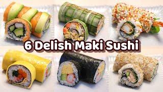 6 Ways to Make Delish Maki Sushi Rolled Sushi - Revealing Secret Recipes
