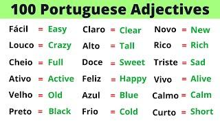 The 100 Most Common Portuguese Adjectives  BR Portuguese