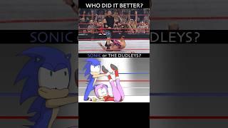 Sonic does the Dudleyz Headbutt to Amy Rose