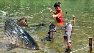 Bacs fishing technique using many ropes to tie fishing nets harvested 12.5kg of stream fish.