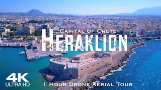 4K HERAKLION  Ηράκλειο 2024  1 Hour Drone Aerial Relaxation of Iraklio CRETE GREECE Κρήτη