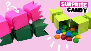 How to make origami Christmas candy box EASY. Origami surprise candy box.