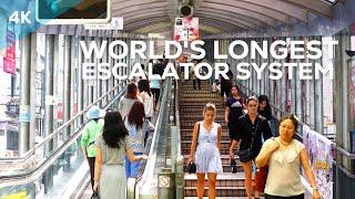 Worlds Longest Escalator System Central-Mid-Levels-Escalator in Hong Kong 4K