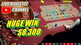  LIVE ROULETTE  HUGE WIN 8.300 In Las Vegas Casino  $100 Chips Inside Session  2024-07-15