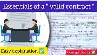 Essentials of a valid contract in Hindi  business law  easy explanation  #bba#mba#bcom