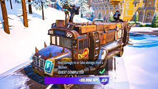 Deal damage to or take damage from a Warbus Fortnite Quest